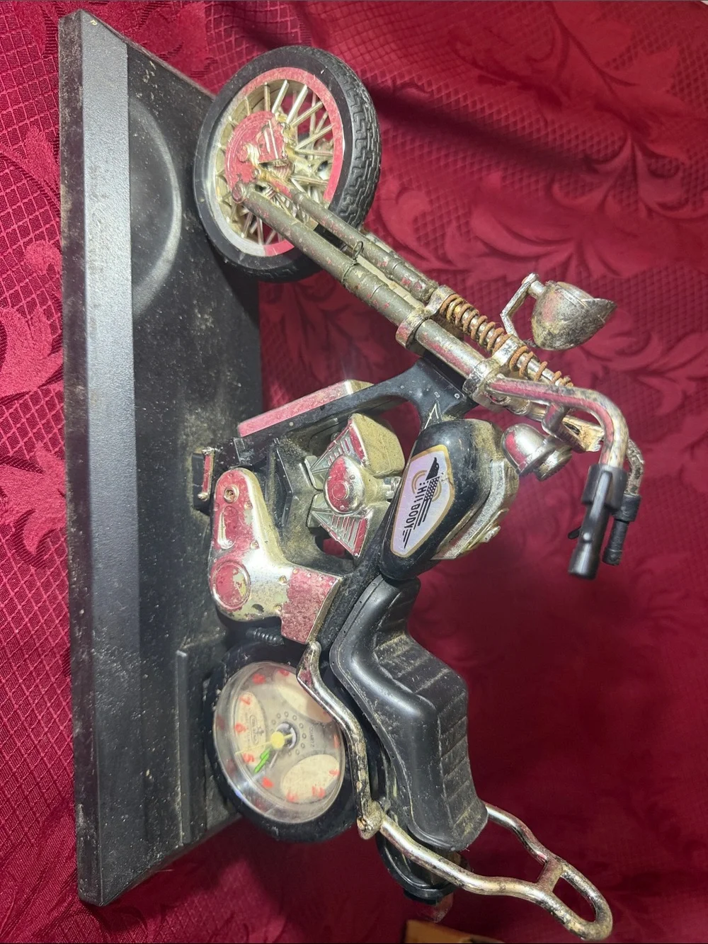 Vintage Motorcycle Toy with Metallic Accents